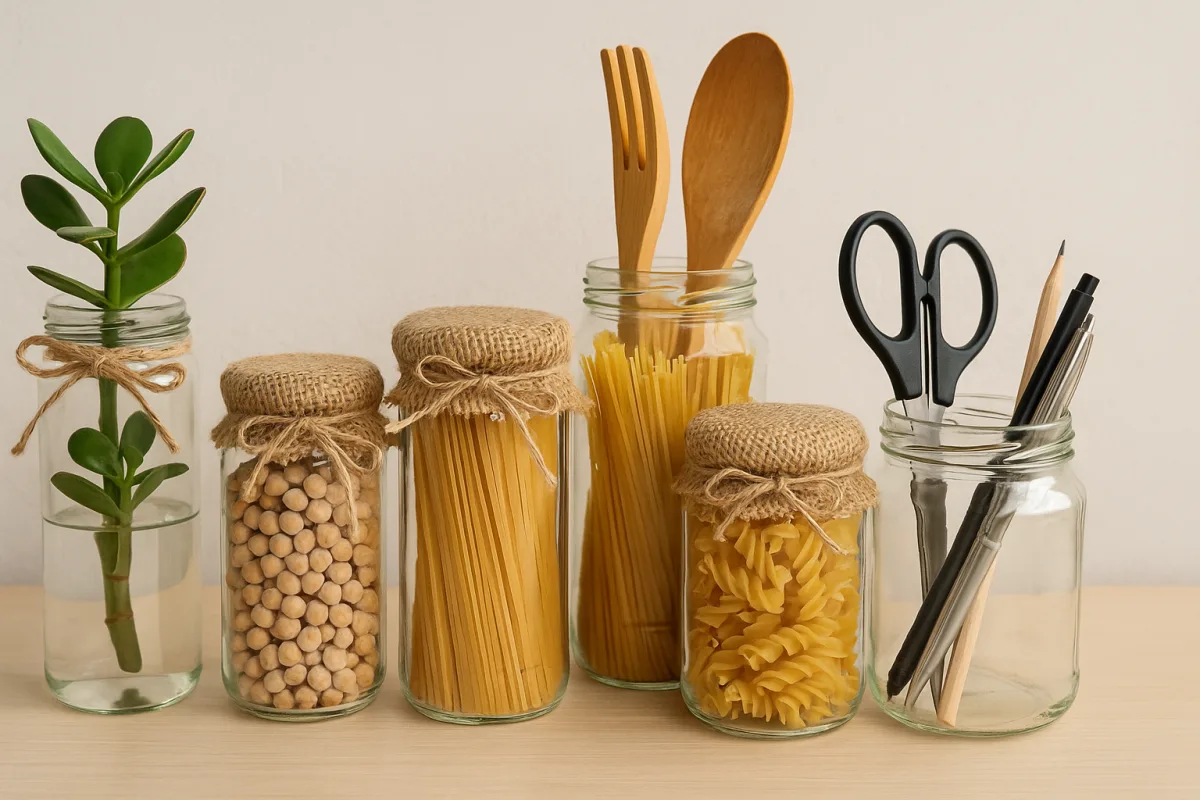 Riciclo creativo dei barattoli di vetro: idee pratiche per l’ordine senza spendere nulla