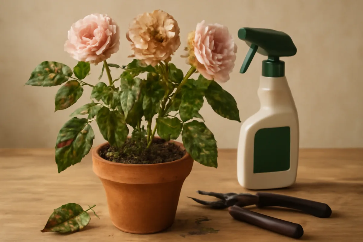 Rose malate in vaso: gli errori di cura che favoriscono i parassiti